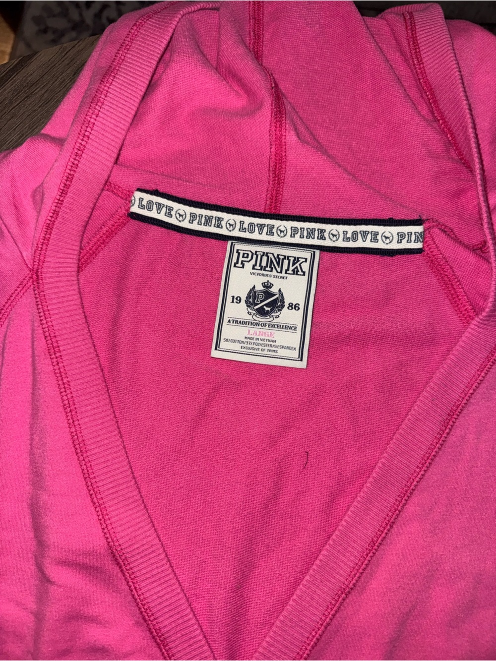 PINK Victoria's Secret Vintage Hot Pink Hooded Ruffle Dress size large - Picture 5 of 8